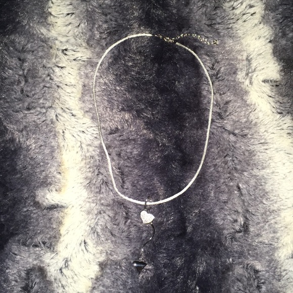 Misaki Crystal and Silver Heart Silk Necklace - Picture 3 of 5